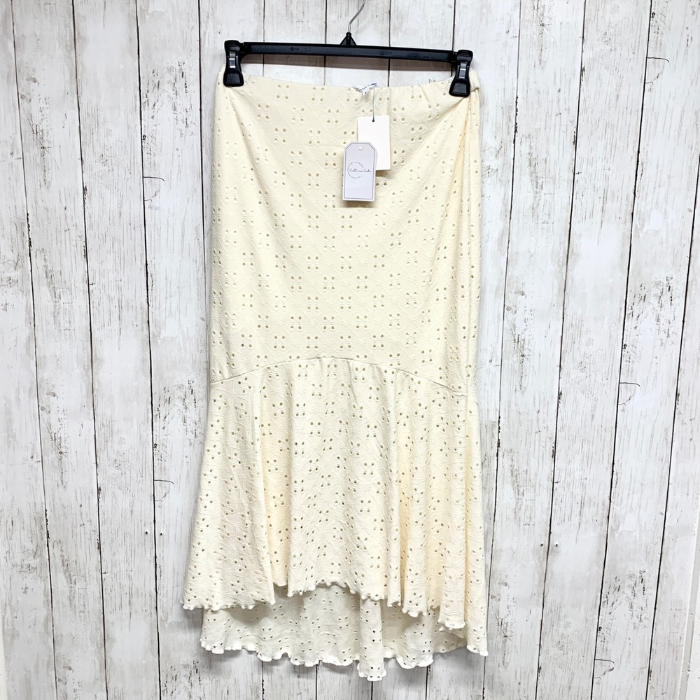 Culture Code Eyelet High Low Mermaid Skirt Womens Size M Cream Boho CBJ1131